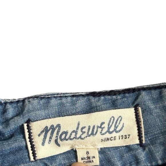 Madewell Chambray A-Line Skirt Womens Blue Zipper Back - Picture 3 of 5